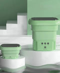 Ultra Portable Folding Washing Machine, No Sweat Collapsible Laundry Tub in green, compact size for easy travel and storage.
