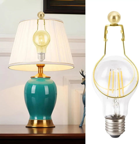 Set Of 2 Gold 22mm Metal Ball Lamp Finials Caps Knobs With Dual Thread Fit For 1/4-27 And 1/8 IP Harp Shades on lamp