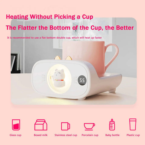 Skip The Lukewarm Vibes Keep Your Morning Brew Sweating Hot On Any Desk With This Smart Electric Coffee Mug Warmer on a pink background.