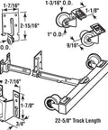 22-5/8 Inch Mono-Rail Drawer Slide Kit in Galvanized Steel, Heavy-Duty Replacement Tracks for Cabinets, Universal Tri-Roller System, 20 Lb Load, Go-To Single Pack, Easy Install and Smooth Glide, dimensioned installation diagram
