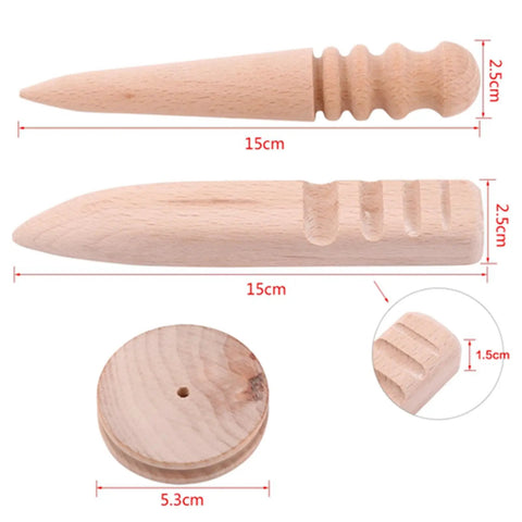 Multi Size Wood Leather Edge Burnisher And Slicker Set, unfinished wood sticks 15cm for leathercraft edge refining.