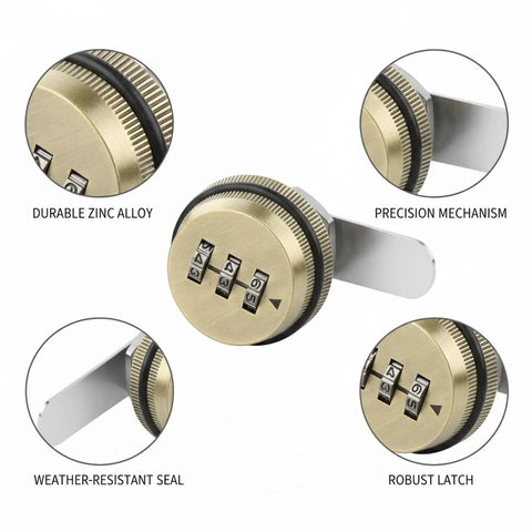 Keyless Mechanical Cam Lock For File Cabinets And Lockers Zinc Alloy Bronze Finish 20mm Latch Fits Standard Cabinets