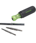 6 In 1 Do It All Tool Screwdriver with interchangeable bits and chrome-plated finish, featuring a durable handle for home and job use.