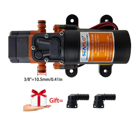 Essential Dc12V Automatic Electric Diaphragm Water Pressure Pump With 40 Psi Max And 3.8Lpm Flow. Features Versatile 3/8 Inch Interface And High Efficiency Design For Reliable Performance In Various Applications, Delivering Consistent Water Pressure