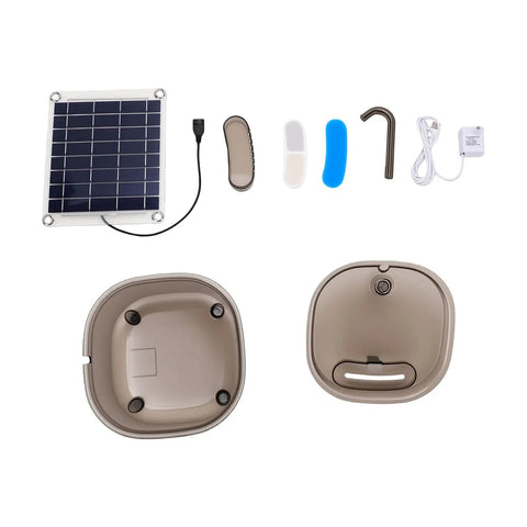 2L Solar Pet Water Dispenser With Motion Sensor And USB Backup Power Auto Cat Fountain For Indoor Or Outdoor Use Monocrystalline Panel No Fuss Low Noise Circulating Water Station For Dogs And Cats with solar panel and parts