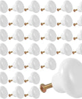 White Ceramic Cabinet Knobs Set 35 Pcs Vintage Round Drawer Knobs With Screws For Cabinets Drawers Dressers Doors And Kitchen Cupboards