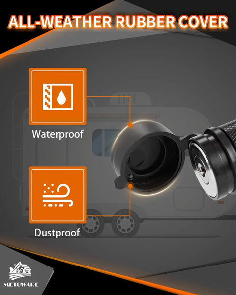 Close-up of Dual Pin Trailer Hitch Lock Set with waterproof and dustproof all-weather rubber cover for Class I-V receivers
