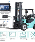 Heavy Duty Wireless 7 Inch Monitor Forklift Front View Camera With Bold Magnetic Mount And Massive 9600 Mah Power Bank media setup with 1080P monitor and rechargeable battery.