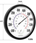 10 Inch Indoor Outdoor Thermometer With Large Readout No Battery Needed Calibrates Automatically In About 3 Hours Built In Temperature And Humidity Sensor For Home Garden Patio And Outdoor Decor Black, front view