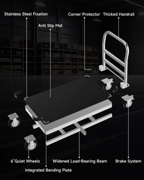 Indestructible Workhorse 2500 Pound Platform Truck With 48 X 24 Inch Foldable Flatbed Cart Delivering Hardcore Steel Strength For Warehouse Moves And Site Hauling Built Different To Handle Any Heavy Duty Task Without Skipping A Beat