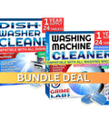 All In One Washing Machine And Dishwasher Cleaning Tablets Bundle, 48 Count For A 12 Month Supply, Deep Clean And Deodorize, Break Down Buildup, Soap Scum, And Mineral Deposits In Hard Water For Cleaner Dishes And Fresh Machines. bundle deal boxes