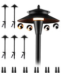 Low Voltage LED Pathway Lights 12V Wired With Adjustable Color Temperatures 2200K 2700K 3000K 4000K 5000K Black 20 Inch Umbrella Style Landscape Lighting Pack Of 6