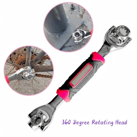 48 In 1 Universal Socket Wrench With 360 Degree Rotating Head all in one multi tool showing various applications