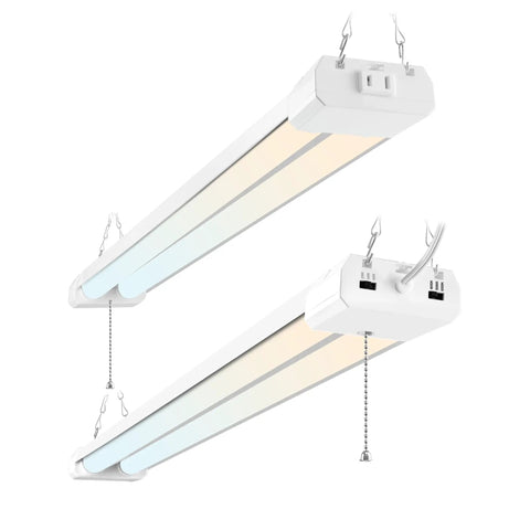 4 Foot LED Shop Light With Reflector For Garage Tasks, 3CCT Selectable 4000K 5000K 6500K, 5500LM, Adjustable Watts, 2 Pack