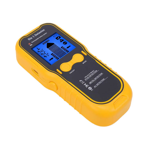Rcniso wall detector with metal wood stud finder, 5 in 1 scanner for pipes, compact handheld design with digital display.