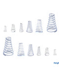 Heavy Duty Tapered Compression Springs Kit 200pcs Stainless Steel 304 with assorted heights displayed on a white background