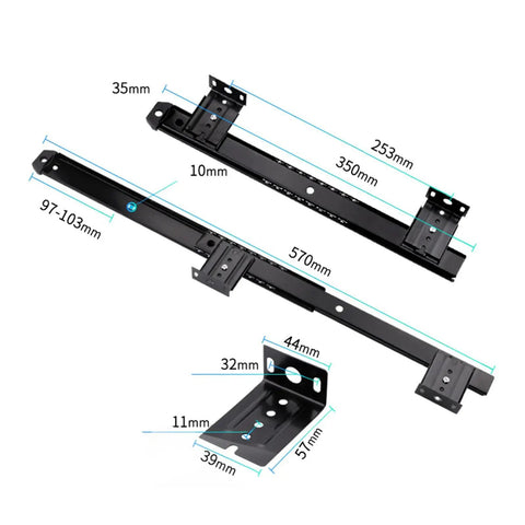 Image of Under Desk Keyboard Tray Slide Rail Pull Out Drawer For Heavy Duty Steel Glide, Smooth Quiet Extension, Fits 27mm Desks.