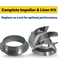 7 3/8 Inch V6 Big Series Outboard Jet Impeller Kit with 1738 Four Blade Stainless Impeller and 1431 Flanged Wear Ring