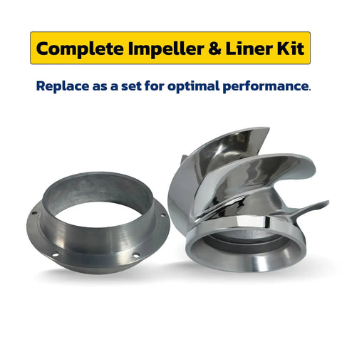 7 3/8 Inch V6 Big Series Outboard Jet Impeller Kit with 1738 Four Blade Stainless Impeller and 1431 Flanged Wear Ring