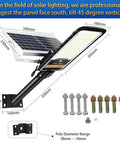 Solar Street Light Outdoor Flood Light With 16000 Lm IP67 Waterproof Finish Heavy Duty Remote Control And Mounting Bracket Dusk To Dawn