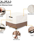 Heavy Duty Waterproof Patio Ottoman Cover Square 25 By 25 Inches Fits Most Outdoor Ottomans Up To 18 Inches High Durable Beige with handles and air vents