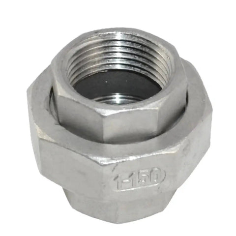 Top Shelf 304 Stainless Steel Union Joint Coupling Pipe Connector With Bspt Female Male Threads Heavy Hitter For Three Quarter To Two Inch Connections, close-up view.