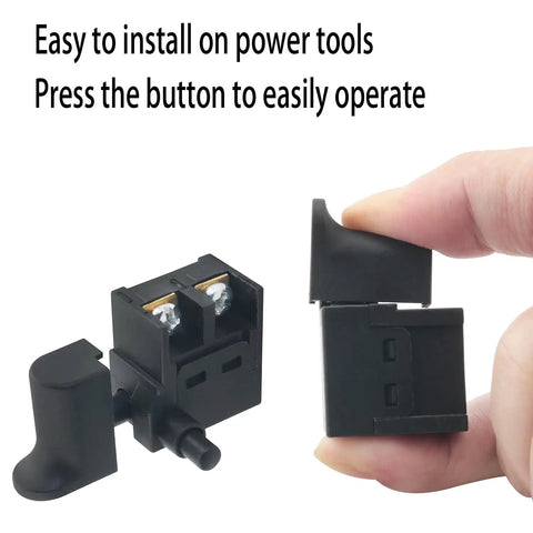 Close-up of the 2 pack hammer trigger power tool switches with pushbutton 6A 110 type for drill and angle grinder installation