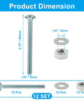 12 Pack Carriage Bolt Kit 1/4-20 X 3 Inch Galvanized Round Head Bolts With Nuts And Washers Full Thread Heavy Duty Hardware Set