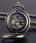 Dope Vintage Mechanical Steampunk Skeleton Pocket Watch With Carved Pattern Roman Numerals Hand Winding Movement