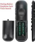 Back and side view of All In One Roku TV Remote For ONN Models showing battery compartment