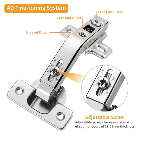 Concealed 135 Degree Lazy Susan Corner Cabinet Hinge Set, 2-Pack with 4D Fine-tuning System for adjustable 6-way screws