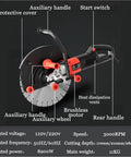 Detailed view of Professional Grade Heavy Hitter Electric Concrete Cutter Saw Featuring Dual High Impact Blades And Integrated Water Pump.