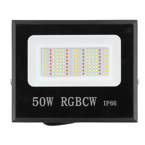 Jenivaint LED Flood Light App Controlled, 50W RGBCW, IP66 rated, designed for outdoor and commercial lighting.