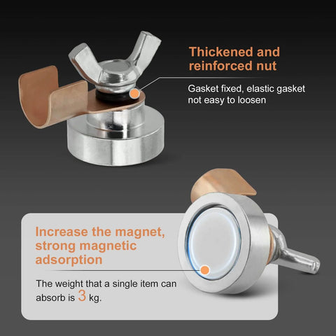 Magnetic Grounding Clamp For Welding With Strong Large Suction Magnet Head And Copper Tail Ground Connection close-up view