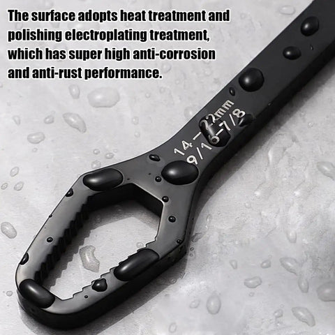 Close-up of the Four Piece Universal Torx Wrench Set With Double Head Self Tightening Design Adjustable From Three Millimeter To Twenty Two Millimeter Glasses Wrench.