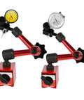 Magnetic Dial Indicator Holder And Bore Gauge Stand For Precision Measurement 0 To 10 Mm Dial Micrometer Tool Mount For Machining Automotive Engineering With Easy Read Scale And Stable Accuracy, red magnetic base with dial indicators