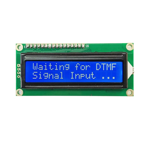 MT8870 DTMF Decoder LCD Display Module showing waiting message for signal input, suitable for audio processing applications.