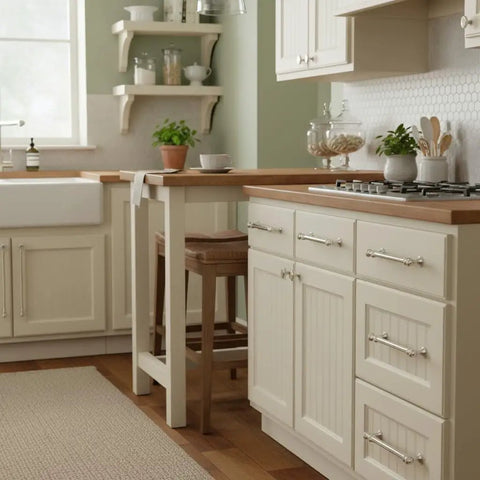 Modern kitchen with 10 Pack Brushed Satin Nickel Cabinet Pulls With 5 Inch Hole Centers Vintage Kitchen Hardware Handles