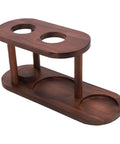 Solid Wood Pour Over Coffee Station Featuring Natural Grain Dripper Stand And Secure Filter Holder For A Straight Fire Morning Routine On Any Kitchen Counter Or Home Desk, showcasing a rich wood finish with circular cutouts.