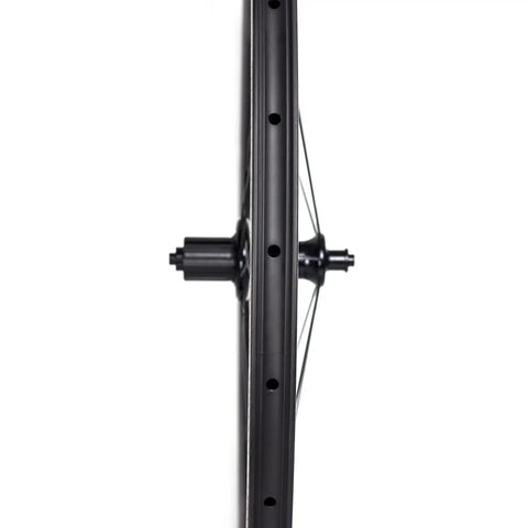Side profile of 700C Road Bike Carbon Wheelset With 40mm UD X Weave Aero Rims And Rim Brake Surface, showing spoke detail.
