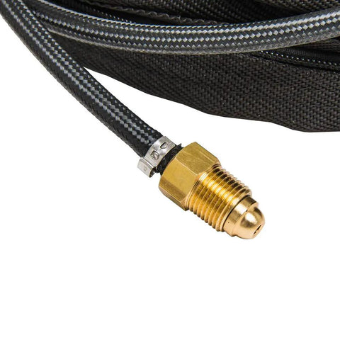 Close-up of hose and connector of Air Cooled TIG Torch 17FV With Flexible Head For No Sweat Angle Welds On Thin Materials 125 Amp Capacity
