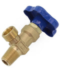 Multi Function Argon Gas Cylinder Valve For Kitchen Appliances And Bathroom Fixtures, Solid Copper Small Teeth Bottle Head With Tight Airtight Seal, Built To Last Copper Construction For Home Use, brass valve with blue handwheel