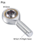 Two Pack Spherical Rod End Bearings 12mm Bore M12x1.75 Left Hand Male Thread Connector Self Lubricated Joint Built For Hydraulic Cylinders And Heavy Machinery SA12TK POSA12, 12mm bore, right hand thread