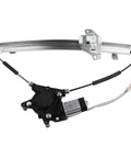 Front Left Window Regulator With Motor For Chevy Spark One Point Two Liter 2013 To 2015, showcasing electric mechanism and metal rail.