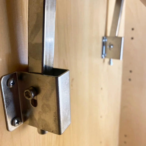 Close-up view of Heavy Duty Undermount Sink Bracket Kit for kitchen, with galvanized steel and adjustable rods, rust resistant