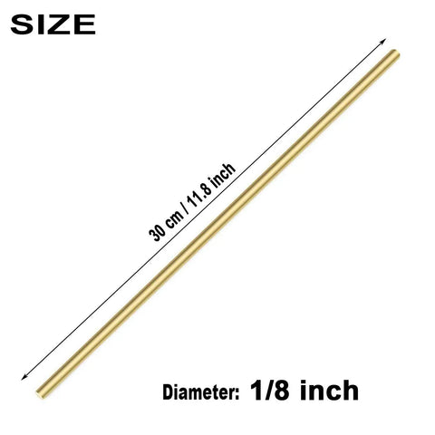Image of a brass rod from the Eight Pieces One Eighth Inch Brass Round Rods Lathe Bar Stock Set Eleven Point Eight Inch Long Solid Brass Rods.