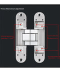 Sleek Invisible Door Hinges Set For Outward Opening Wooden Doors Hidden Adjustable Cross Hinges Low Profile Hidden Hardware