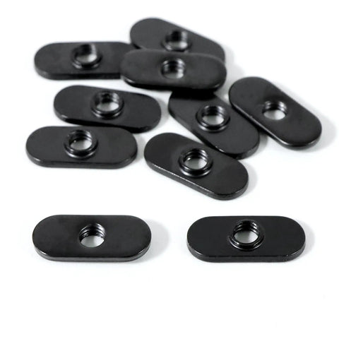 1/4-20 Threaded Centered Slide In T Nuts For 10 Series Aluminum Extrusion Rails, zinc-plated steel, pack of 100.