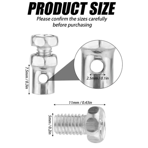 20 Pieces Universal One Eighth Inch Clutch Brake Throttle Cable Ends Go Kart Cable Stops Locks Repair Kit For Bicycle Motorcycles Scooters Lawn Mowers Tractors Crimp Ends Silver product size details