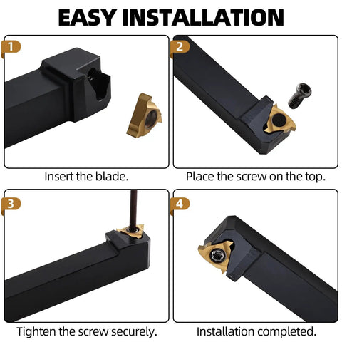 Indexable Lathe Turning Tool Set With Seven Tool Holders And Fourteen Carbide Inserts And Eight Wrenches easy installation guide